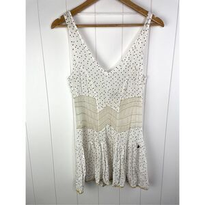 Tallow White Polka Dot Mesh Panel Beach Coverup‎ Dress